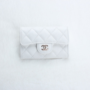 샤넬 캐비어 클래식 카드 지갑 금장_AP0214