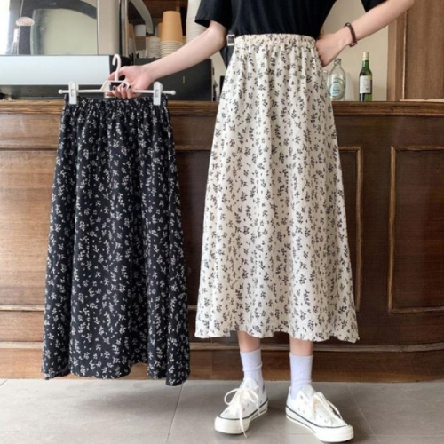 오노마 ONM 하체날씬커버 A라인 허리밴딩 롱스커트 꽃 미디스커트 14215534