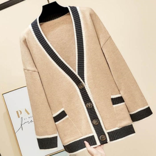 오노마 ONM 여성 기본핏 네추럴핏 소장가치 배색 심플 가디건 14215490