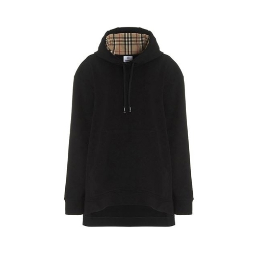 버버리 오버사이즈 롱 후드티셔츠 블랙 여성 8035859 A1189