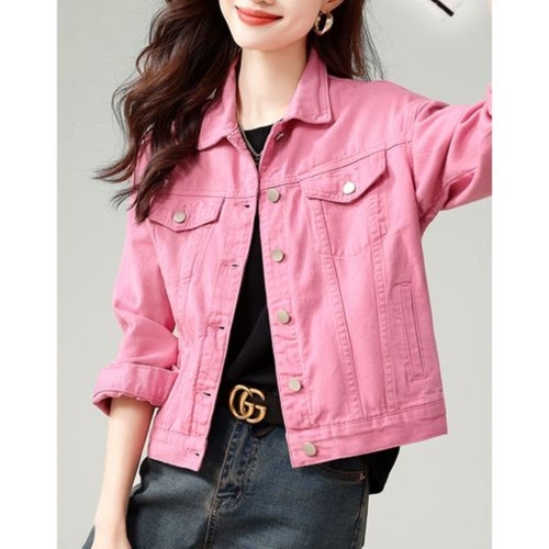 에이치플러스몰 LF69300 복고풍 화사한 핑크 데일리 청 데님 진 자켓