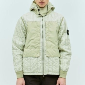 스톤아일랜드 와펜 패치 올오버 엠브로이드 패딩 후드 자켓 그린_67655824