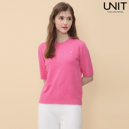 유닛 여성 캐시미어 혼방 크루넥 백 버튼 니트 풀오버 UFJKCN117N