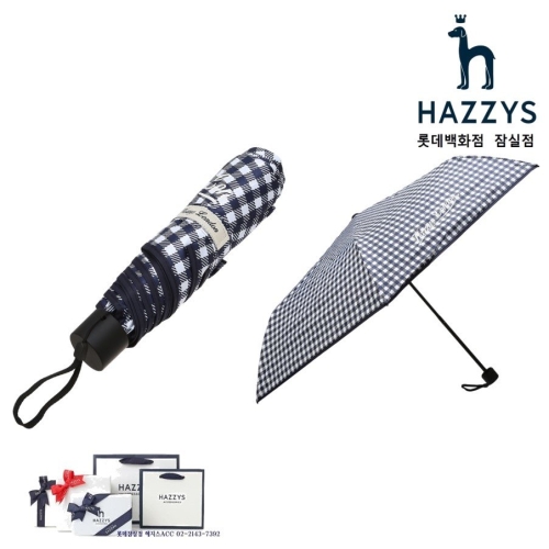 헤지스 여성 네이비 깅엄체크 경량 우양산_HIUM4E100N2