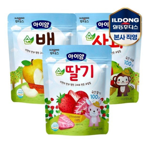 아이얌 동결건조 과일칩 세트 순딸기3+순배3+순사과3