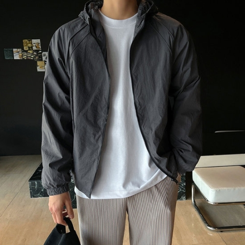 조군샵 오버핏 파이핑 절개 바람막이_JK3991