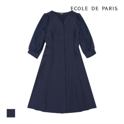 에꼴드파리 브이넥 쉬폰소매 원피스_CB18WOA006A