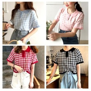 오노마 ONM 여성 데일리 예쁜 배색 카라 큐티 반크롭 반팔티셔츠 14392289