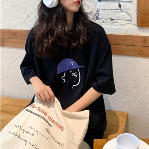 오노마 ONM 얼굴 일러스트 캐쥬얼 오버핏 프린팅 박스 반팔티셔츠 14392293