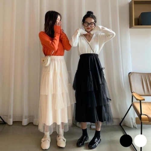 오노마 ONM 여성 봄 데일리룩 레이스 캉캉 스커트 롱치마 14392275