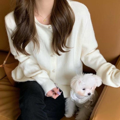 오노마 ONM 여자 대학생 20대 봄 니트 컬러 라운드 가디건 코디 14390385