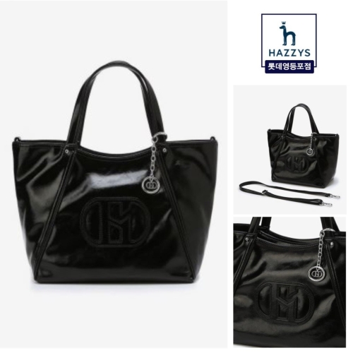 헤지스 블랙 로고배색 토트백_HIBA4E529BK