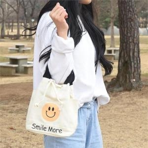 셀러허브 라일리 Rly 스마일 에코 캔버스 토트백 복주머니 버킷백 4Colors S9514559
