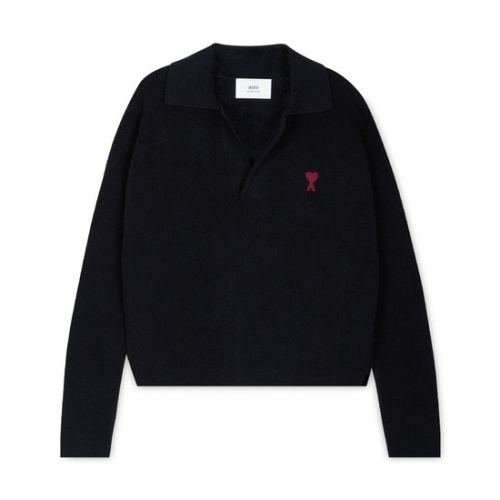 아미 남성 하트 로고 블랙 니트_UPL346 KN0042 001