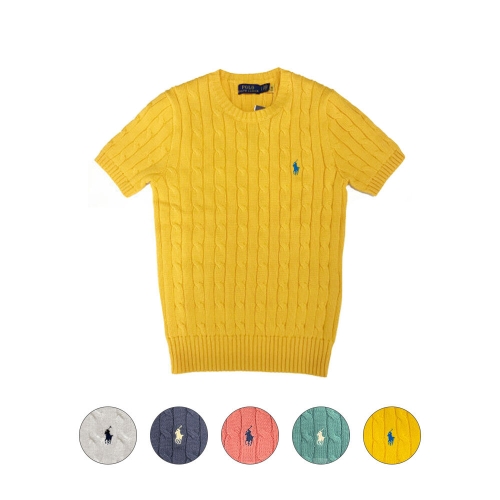 폴로랄프로렌 여성 포니 꽈배기 반팔 니트_211910987