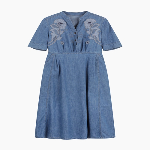 베네통 자수포인트 데님 롱 원피스 BAOP94431