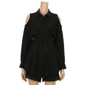 GGPX 숄더 진주 컷아웃 블라우스 앤 팬츠 투피스 GO4OP005F