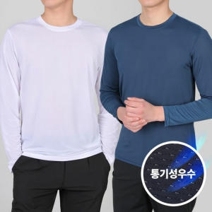 이지바이 쿨프리즈 남성 여름 기능성 냉감 메쉬 빅사이즈 라운드 긴팔 쿨 티셔츠 M5ST32