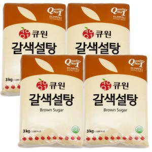 삼양사 큐원 갈색설탕 3kg 매실청 레몬청 담금청 과실주 3kg 4개
