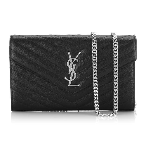 생로랑 모노그램 마틀라세 체인 숄더백 블랙 은장_377828 BOW02 1000