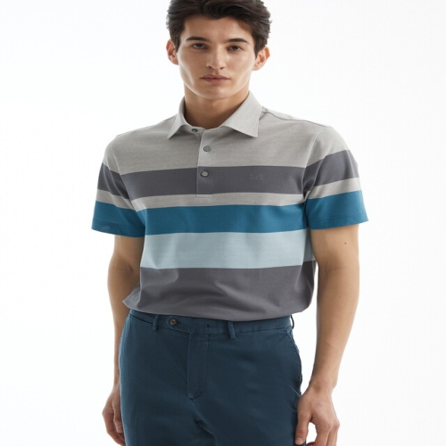 닥스 남성 코튼 혼방 면블럭 반팔 카라티셔츠_DMTS4BC21G2