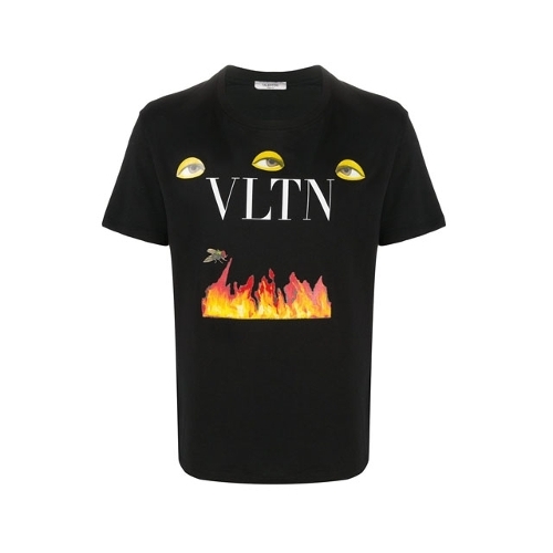 발렌티노 VLTN 로고 반팔티셔츠 블랙 남성 UV3MG08E6KU 0NO