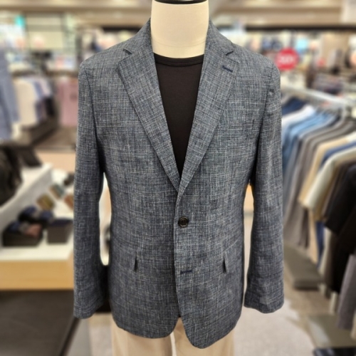 워모 LUOMO S/S 네이비 블루 잔체크무늬 스트레치 자켓 MDLJJJ69