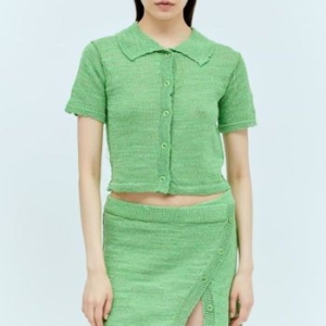 아크네스튜디오 스튜디오 버튼 클로저 린넨 블랜드 크롭 가디건 그린 A60481 BCD 76263463