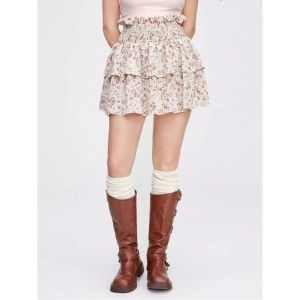 핑크 치마 스커트 골드미스트 여성 짧은 꽃무늬 러플 밑단 케이크 468388