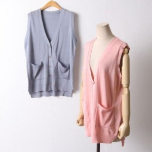 나야홍 빅사이즈 404 브이넥컬러니트베스트 DEBI363