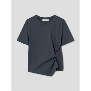 에잇세컨즈 코튼블렌드 밑단 꼬임 반소매 티셔츠 애쉬_324442LY34