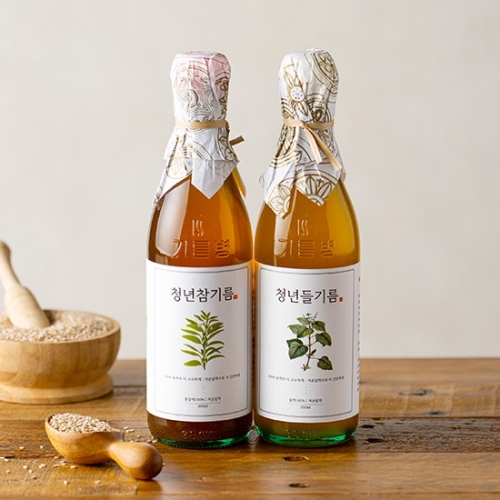 전라도청년 저온압착 100% 통깨 청년참기름 180ml + 청년들기름 180ml