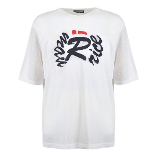 레노마 로고 반팔 니트 화이트 RKBMKT52A