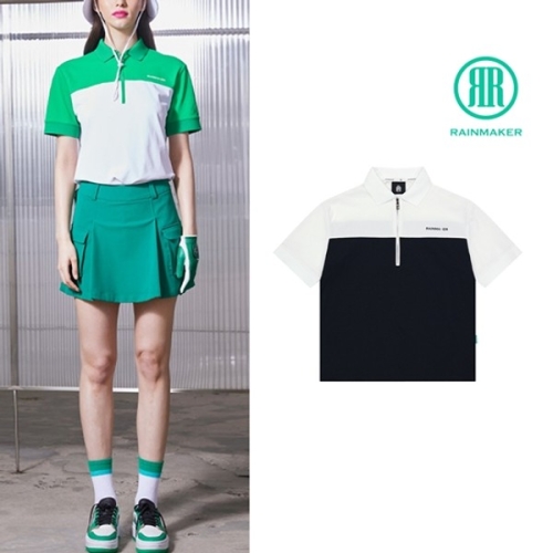 레인메이커  여성 블럭 요꼬 카라티셔츠 반팔 반집업 피케티 기능성 골프웨어 2color R32WCT08 XS 블랙