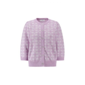 듀엘 체크 퍼프소매 가디건 VO_L241KSL007