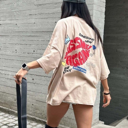 아이우먼 섬팅뉴컬러나염루즈핏티 NMQ964M404 빅사이즈