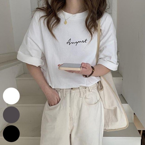 아이우먼 빅사이즈사랑해요 J982L403 커시브심플나염반팔티 DK