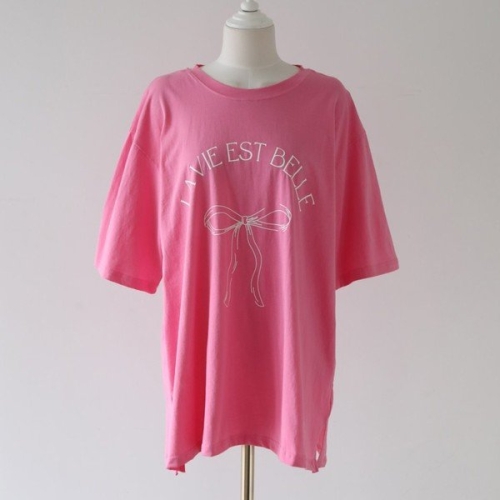 아이우먼 여리리본프린팅반팔티 WBQ835M403 빅사이즈