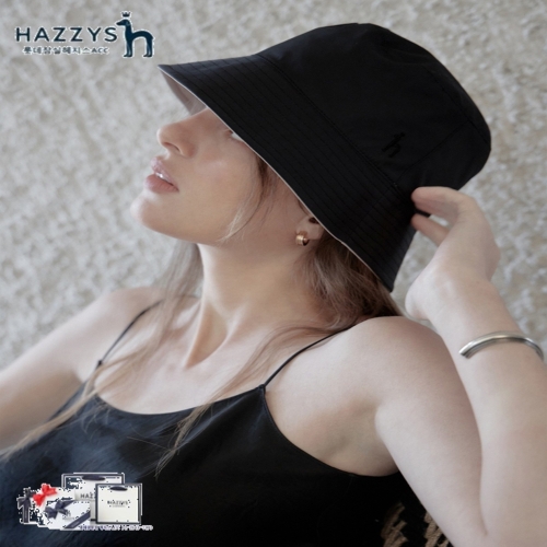 헤지스 블랙 베이지 퍼피자수 리버서블 버킷햇 HILG4F006BK