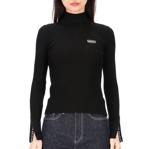 듀베티카 아이아체 로고 VDKP35135K0001 BKS 슬림핏 반목 폴라 니트 골프니트