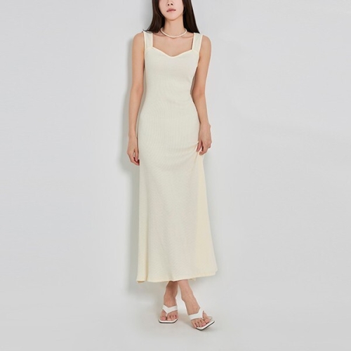 리틀마켓 하트넥 민소매 골지 뷔스티에 롱 원피스 OD58B4