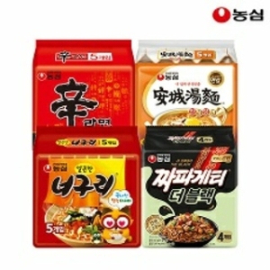 농심  신라면5개 + 안성탕면5개 + 얼큰한너구리5개 + 짜파게티더블랙4개