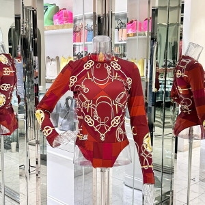 에르메스 엘러브 새상품 바네사 비치 바디수트 36 브룬아카주 4HA0436