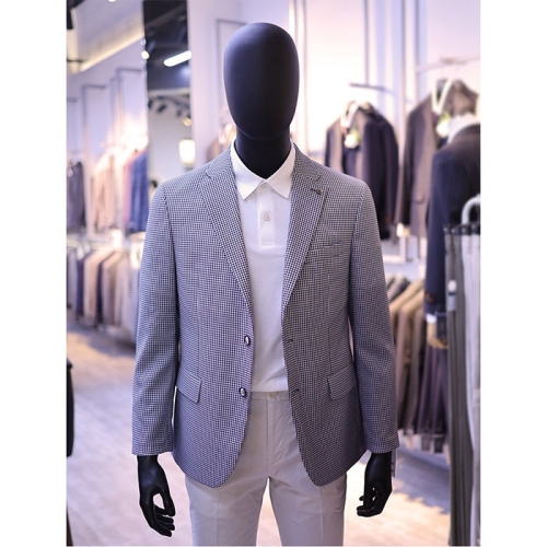 바쏘옴므 아울렛 체크 스판 블루 엠보 자켓 BSY2JS64ABU