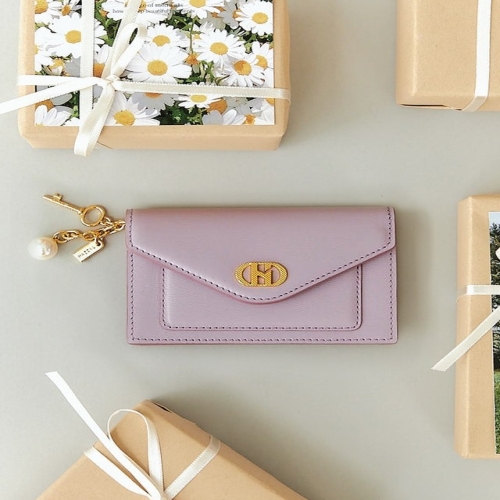 헤지스 바이올렛 진주참 가죽 명함 카드지갑 HIHO4E515V2