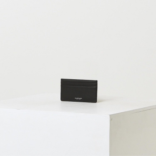 질스튜어트 JUDE 블랙 가죽 로고 2단 남성 카드지갑_JUHO4F147 BK