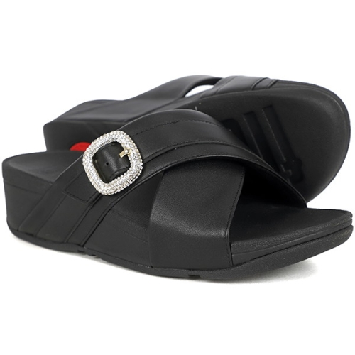 핏플랍 루루 크리스탈 버클 레더 여성 크로스슬라이드 HO1-001