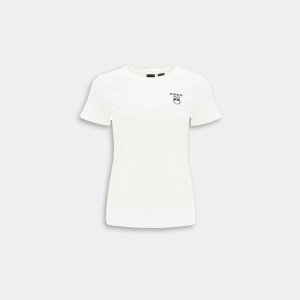 핀코 여성 로고 라운드 화이트 반팔 1G173F Y7XK Z14BB