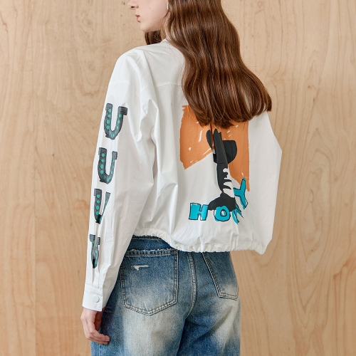 마쟈 두들 프린트 스트링 셔츠 자켓 ZD08QJ006ON