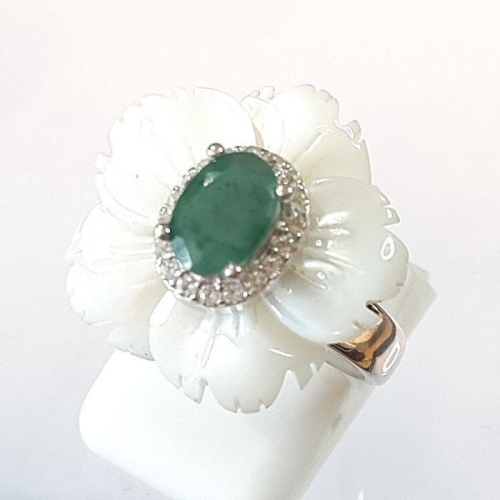블루케이  에메랄드 꽃자개원석 반지240413-16탄생석
